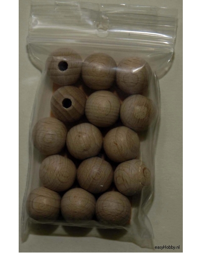 Houten Bal met gat,  15 mm /   15 - zakje