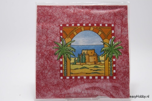 4 Servetten, Landschap (rood kader) (182) 4 Servetten, Landschap (rood kader) (182)