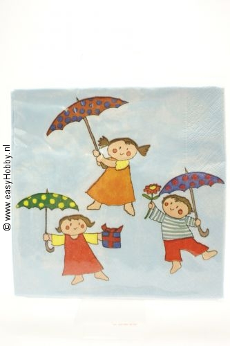 4 servetten kinderen met paraplu (52) 4 servetten kinderen met paraplu (52)