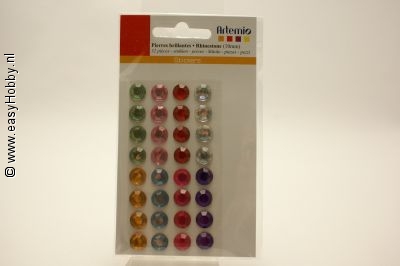 Plaksteentjes, rond, assorti kleuren, 10 mm