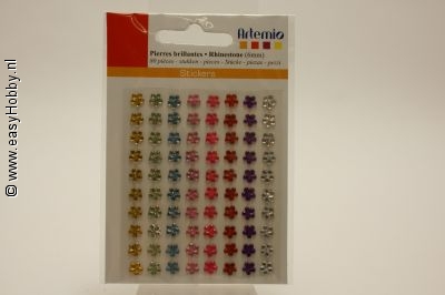 Plaksteentjes, bloem, assorti kleuren, 6 mm