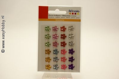 Plaksteentjes, bloem, assorti kleuren, 12 mm