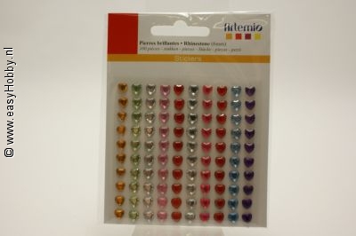 Plaksteentjes hart, assorti kleuren, 6 mm